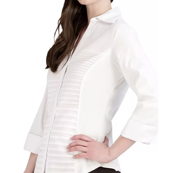 Zac & Rachel Button Down basic white top size large - Picture 2 of 3